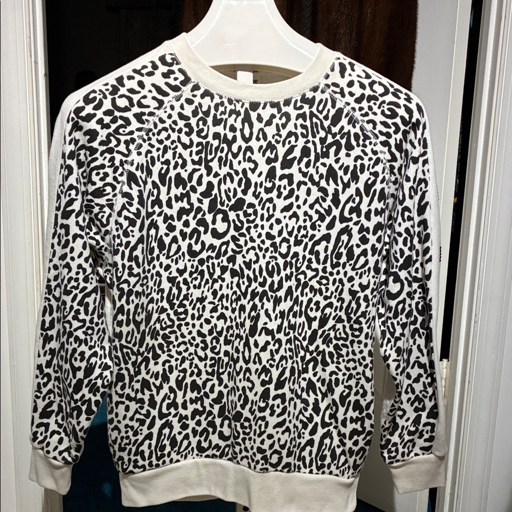 Victoria's Secret PINK Black and White Leopard Sequin Sweatshirt - Picture 1 of 6